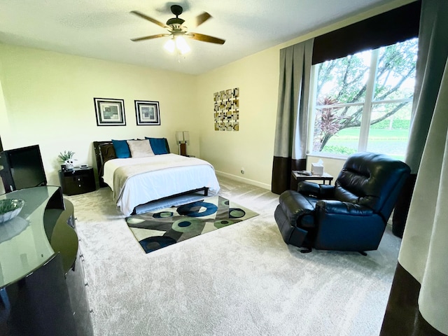 bedroom with carpet and ceiling fan