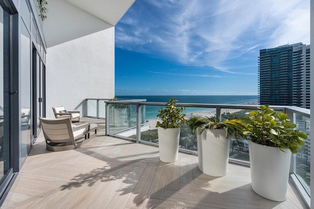 balcony with a water view