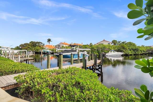 dock area featuring a water view