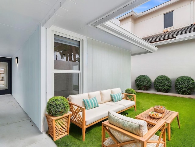 view of patio featuring an outdoor hangout area