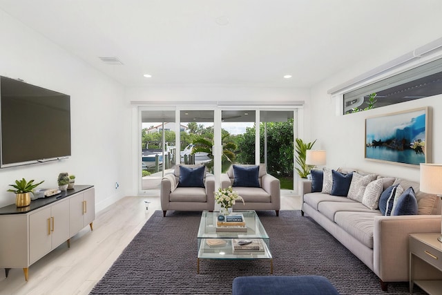 living room featuring light hardwood / wood-style floors