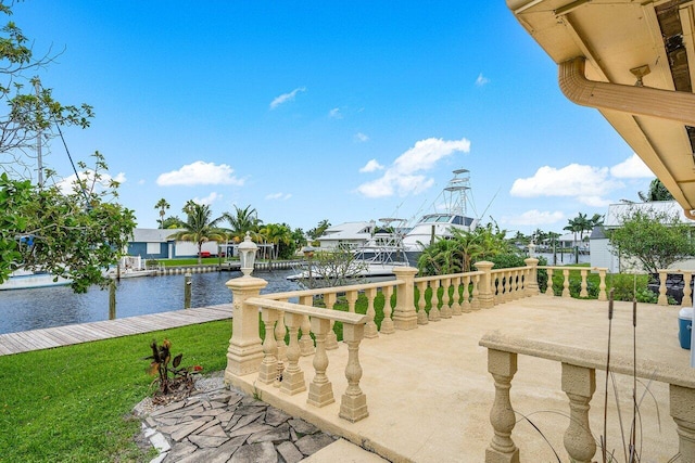 view of patio / terrace featuring a water view