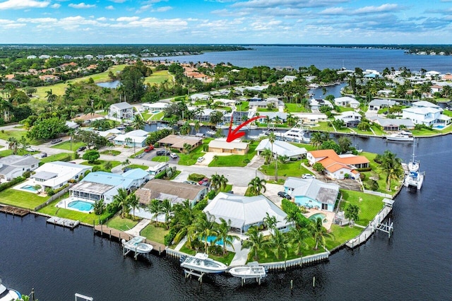 bird's eye view featuring a water view