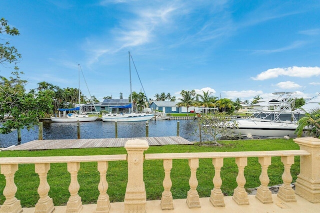 property view of water featuring a dock