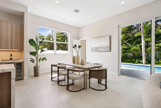 view of tiled dining space