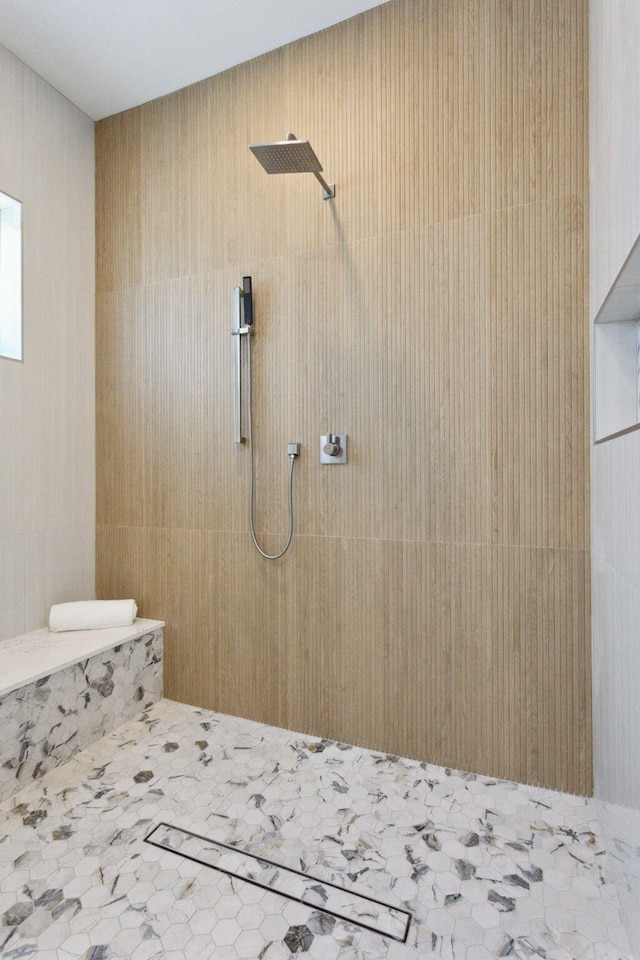 bathroom featuring walk in shower