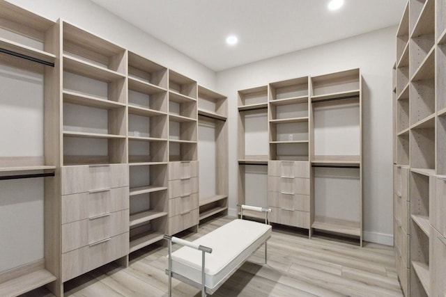 spacious closet with light wood finished floors
