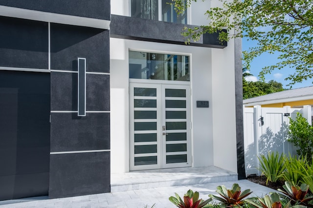 doorway to property with french doors