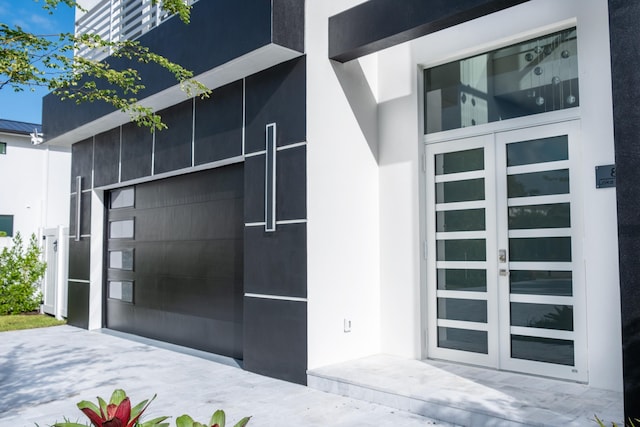 doorway to property featuring french doors