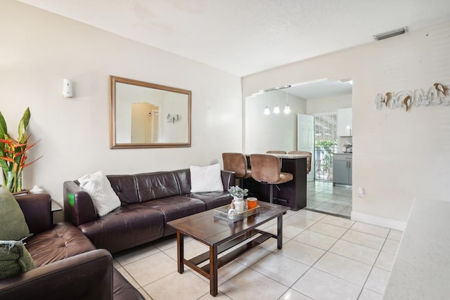 view of tiled living room