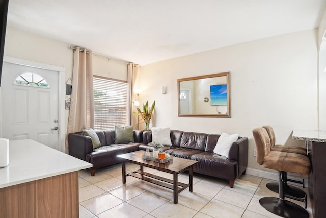 view of tiled living room