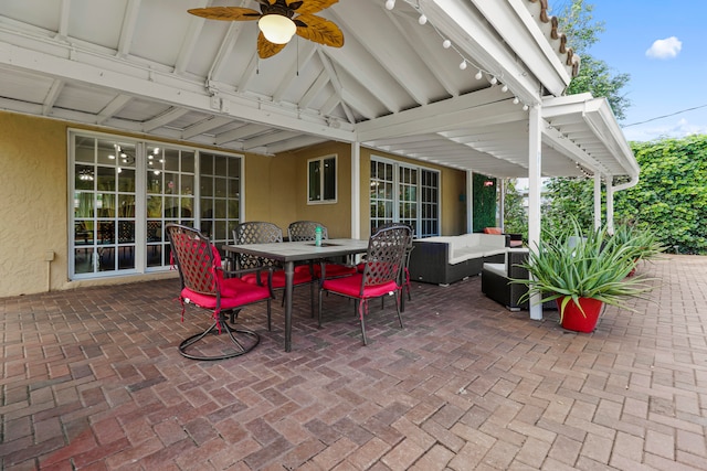 view of patio / terrace featuring an outdoor hangout area and ceiling fan