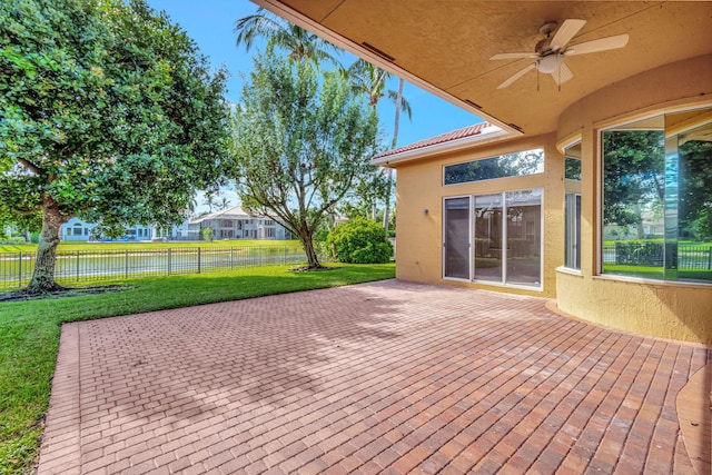 view of patio / terrace with ceiling fan