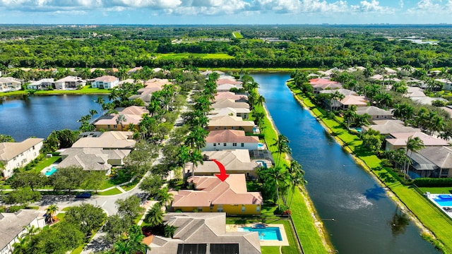 bird's eye view featuring a water view