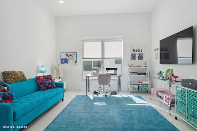 interior space featuring light tile patterned floors