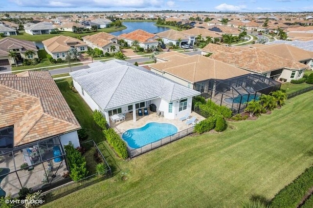 bird's eye view featuring a water view