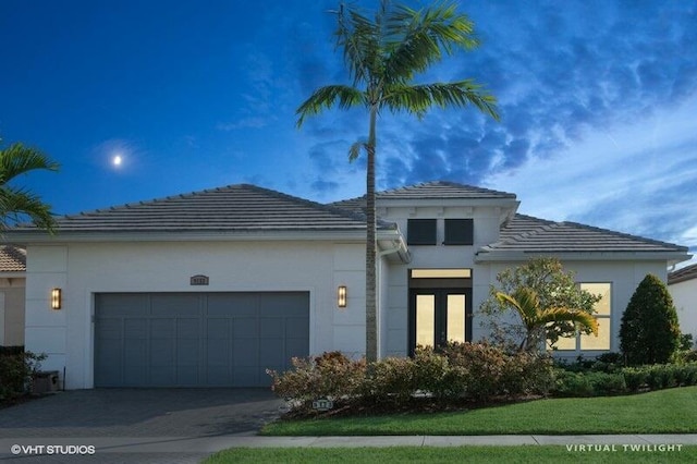 view of front of house with a garage