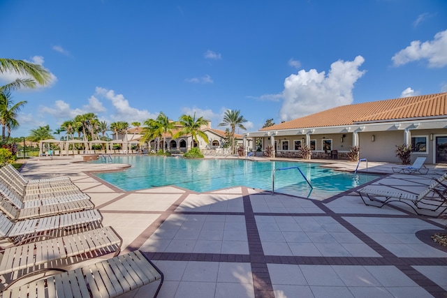 view of pool featuring a patio area