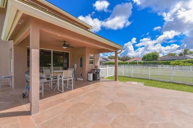 view of patio / terrace with ceiling fan