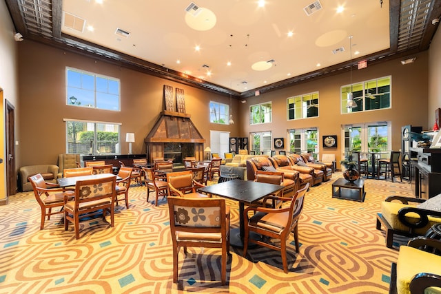 dining area with a healthy amount of sunlight and visible vents