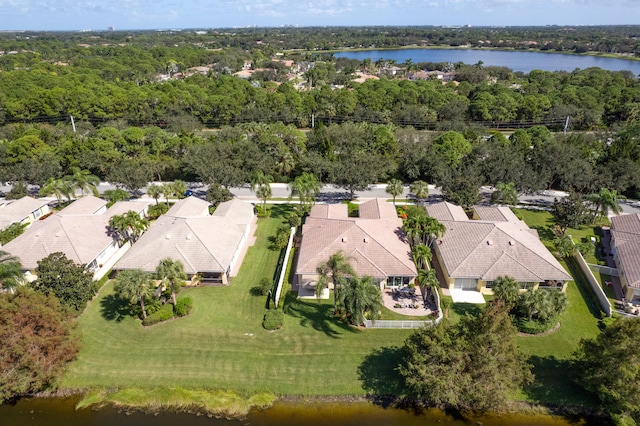 bird's eye view featuring a water view