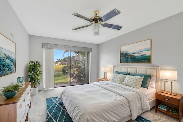 bedroom featuring ceiling fan