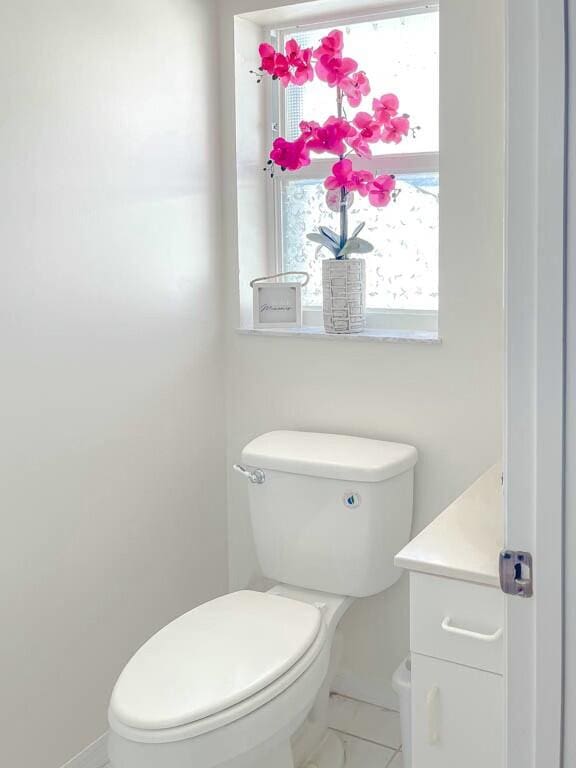 bathroom with vanity and toilet