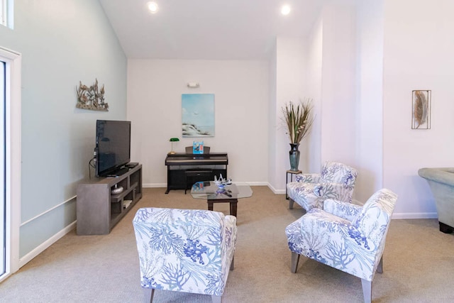 living room with light carpet