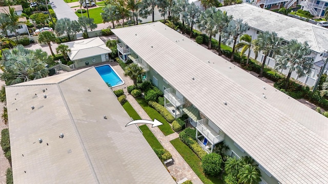 aerial view with a residential view