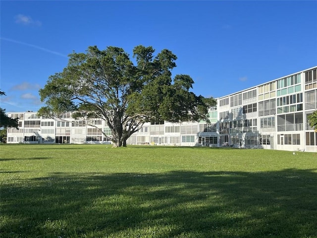 view of property's community with a lawn