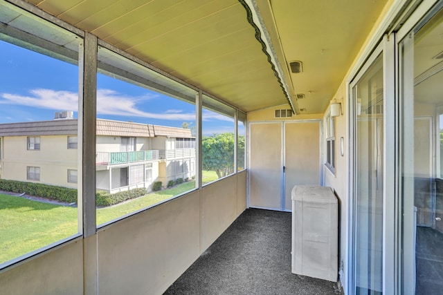 view of unfurnished sunroom