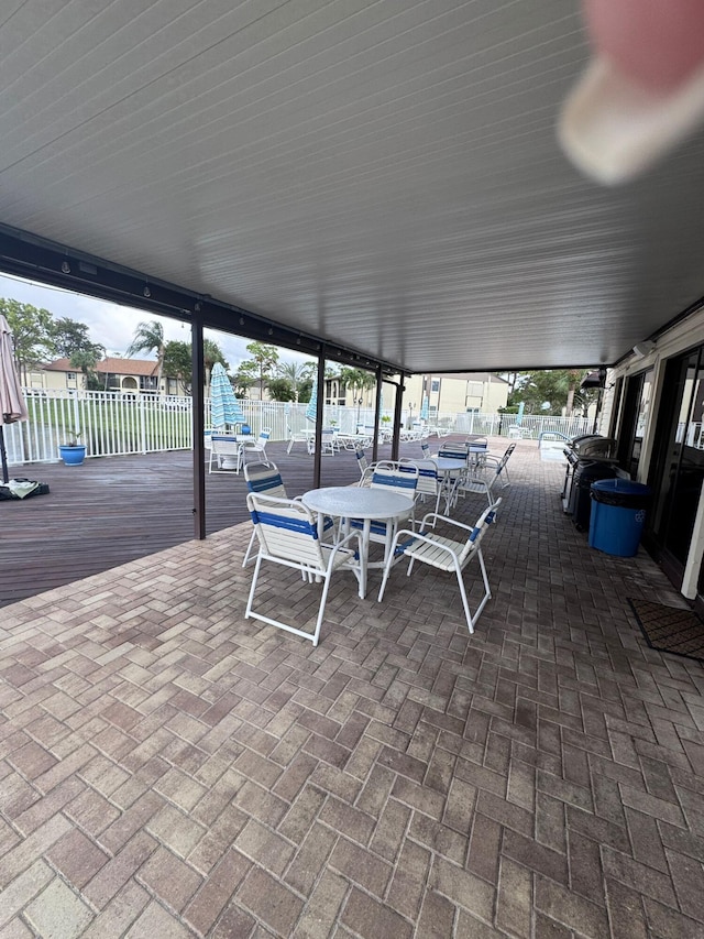 view of patio with a wooden deck