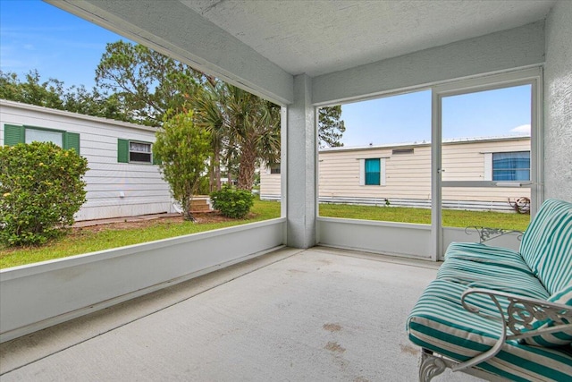 view of unfurnished sunroom