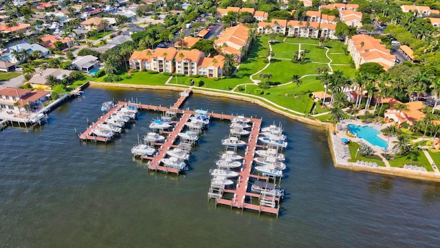 bird's eye view featuring a water view