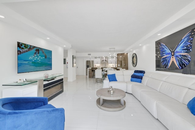 living area featuring recessed lighting