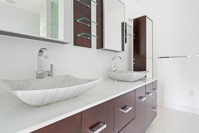 bathroom featuring vanity and tile patterned floors