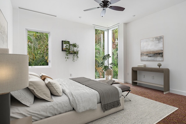 bedroom with carpet flooring and ceiling fan