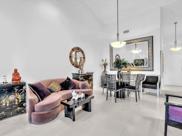 view of tiled living room