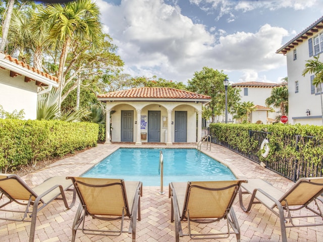 view of pool featuring a patio area