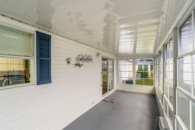 view of unfurnished sunroom