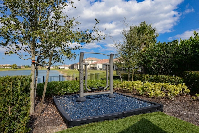 view of yard with a water view