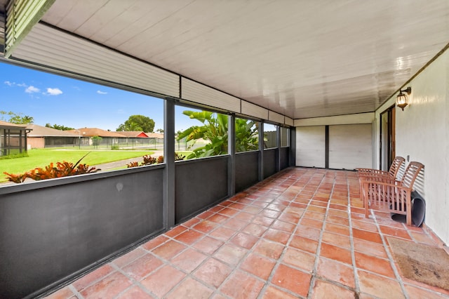 view of unfurnished sunroom