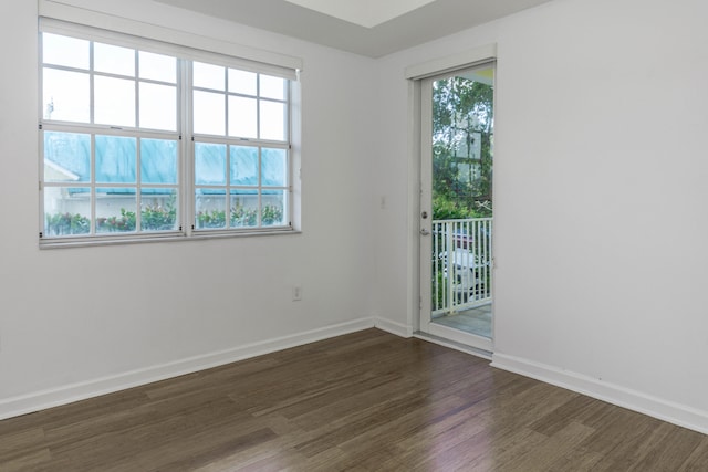 unfurnished room featuring dark hardwood / wood-style flooring and a wealth of natural light