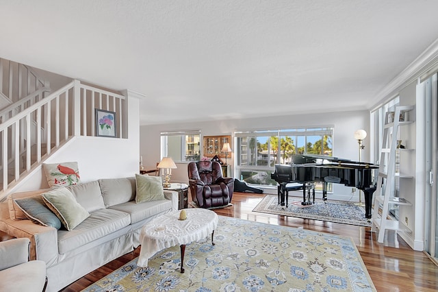 living room with hardwood / wood-style flooring