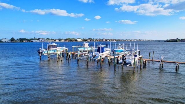 dock area featuring a water view