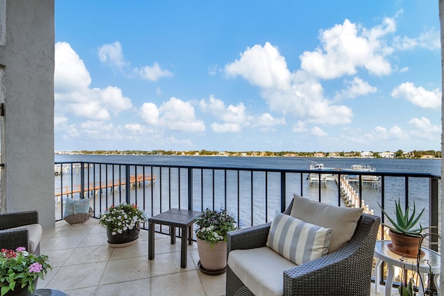 balcony with a water view