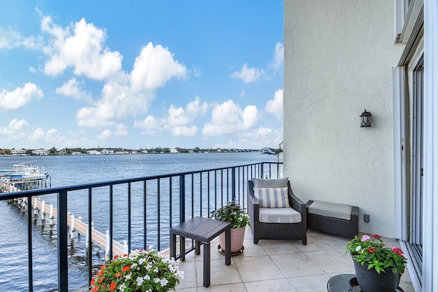 balcony with a water view