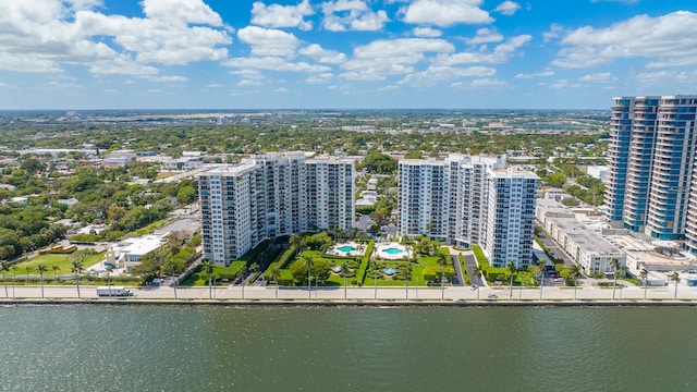 bird's eye view featuring a water view