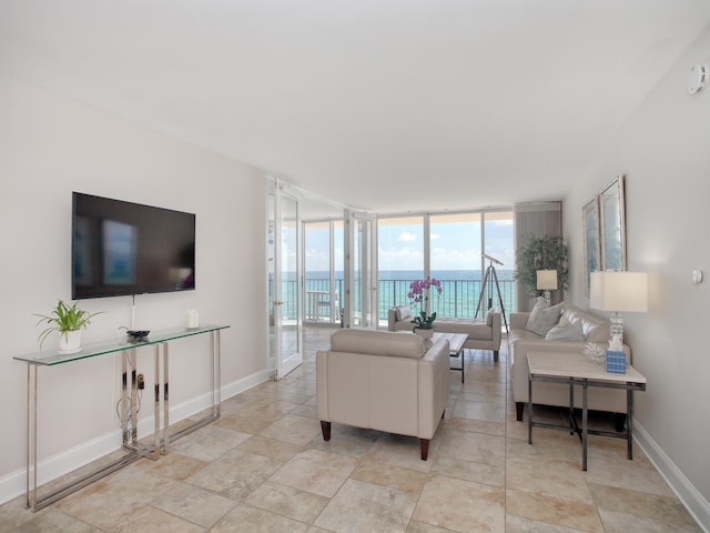 living room featuring expansive windows