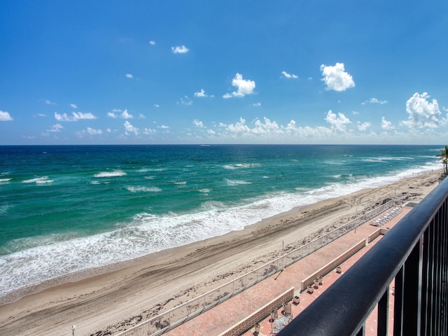 view of water feature with a view of the beach